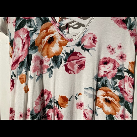 Jessy B Floral Flowers Pink Orange White Blouse - Picture 5 of 12